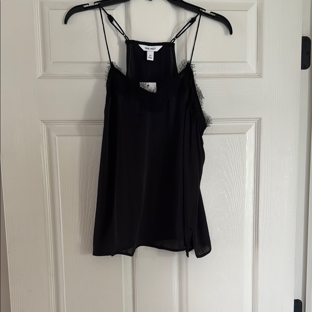 Nine West Black Asymmetrical Cut Out Camisole